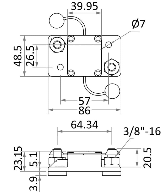 Watertight circuit breaker automatic reset 250 A - foto originale Osculati Srl