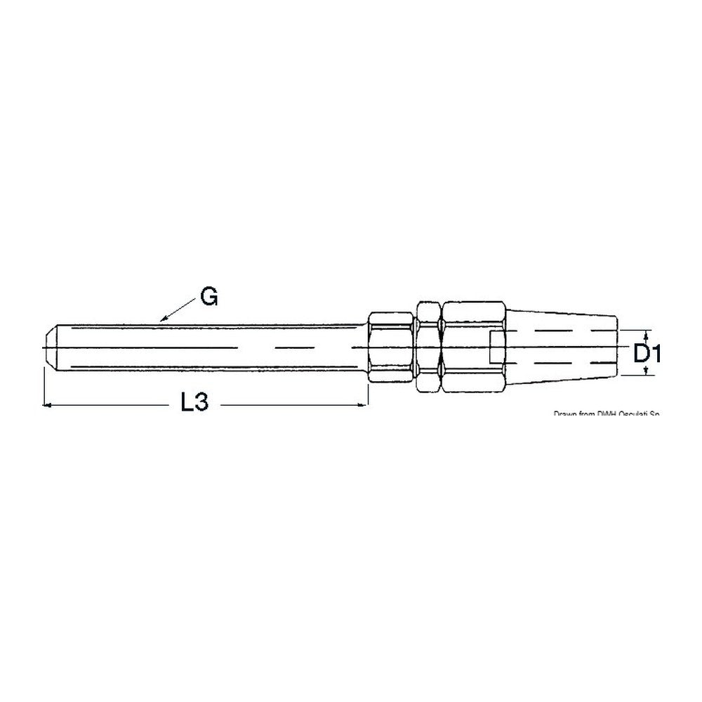 SS terminal for tensioners Ø 4 mm - foto originale Osculati Srl