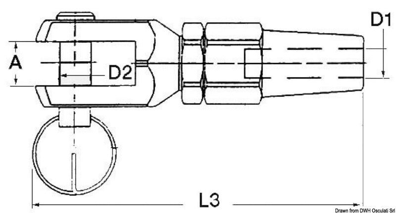 SS fork terminal Ø 4 mm - foto originale Osculati Srl