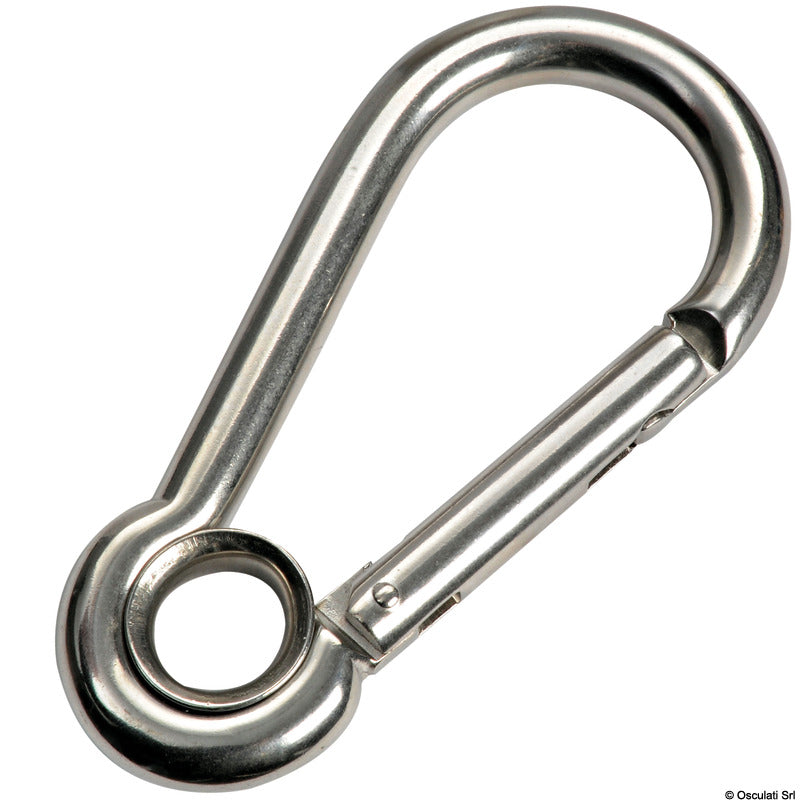 Carabiner hook flush closure w. eye AISI 316 6 mm (pack of 10) - foto originale Osculati Srl