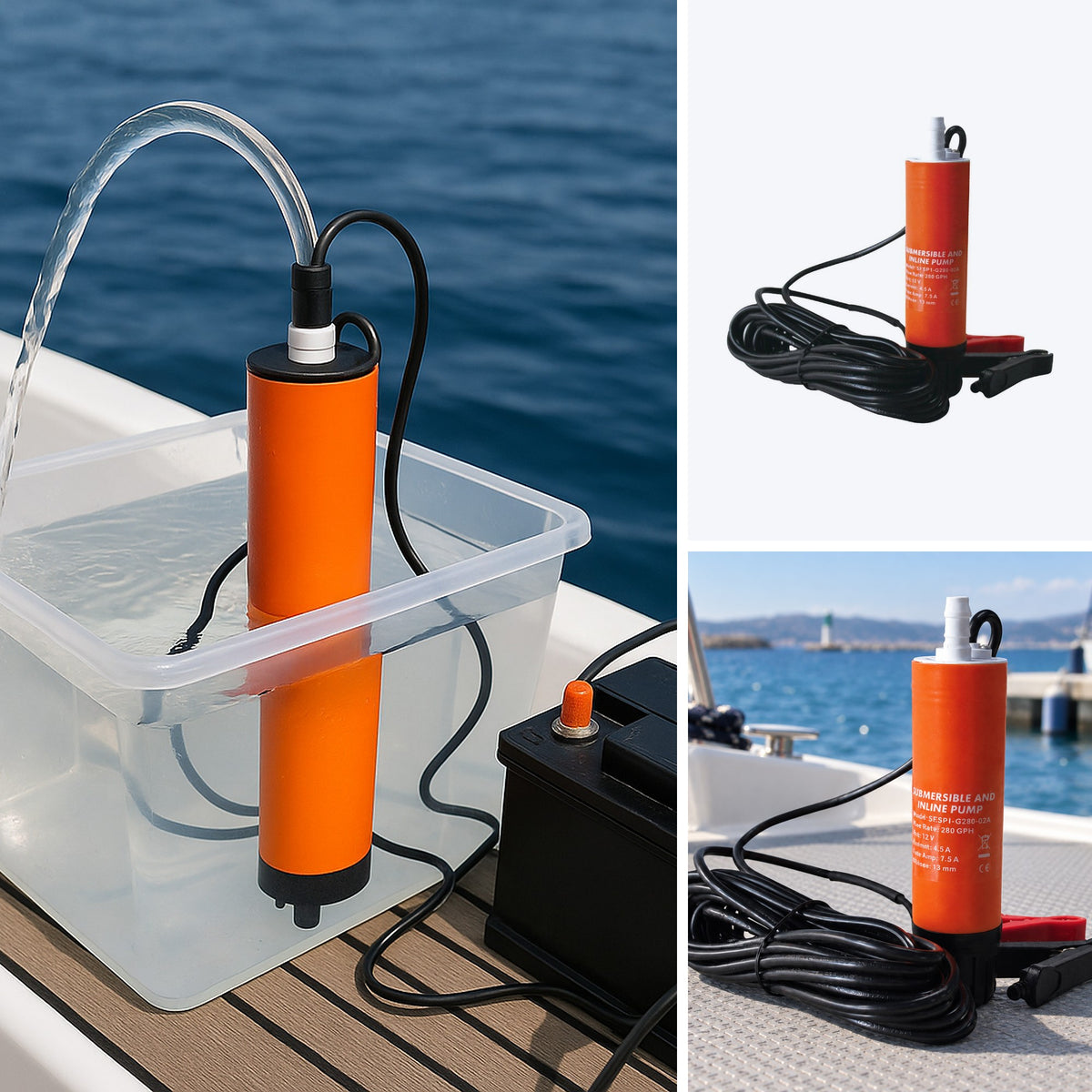 Submersible centrifugal pump 12V - 18l/min - in use