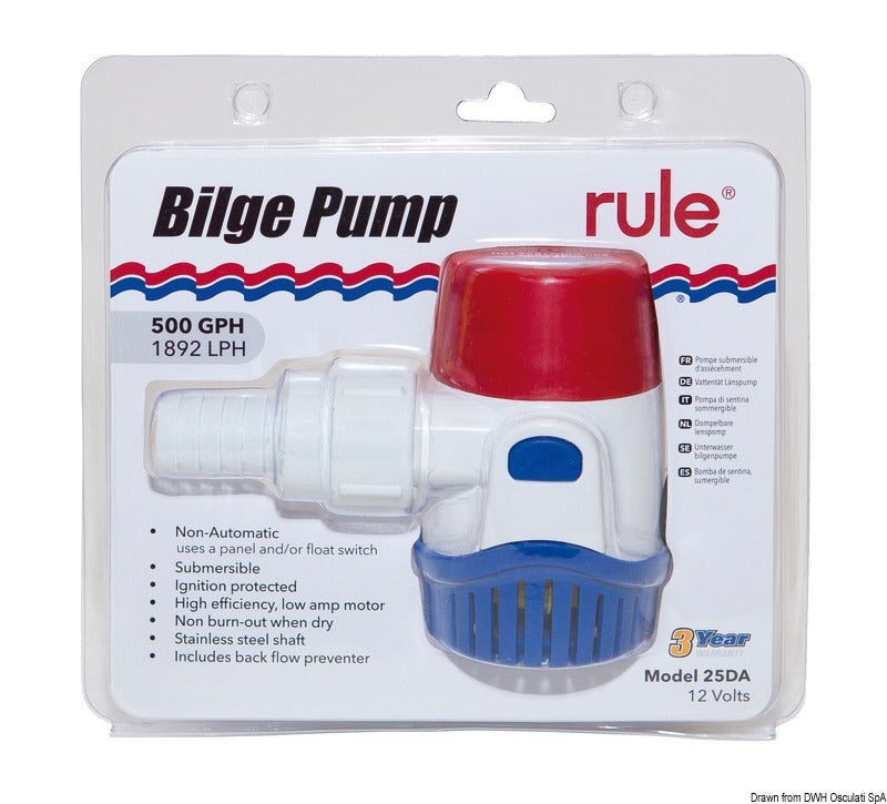 Rule New Generation submersible bilge pump 500 12V - foto originale Osculati Srl