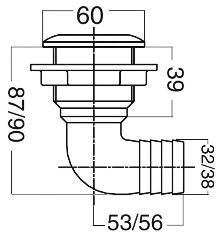 90° elbow skin fitting 1"1/2 x 38 mm - foto originale Osculati Srl