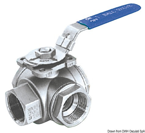 3-way ball valve AISI 316 1"1/2 - foto originale Osculati Srl