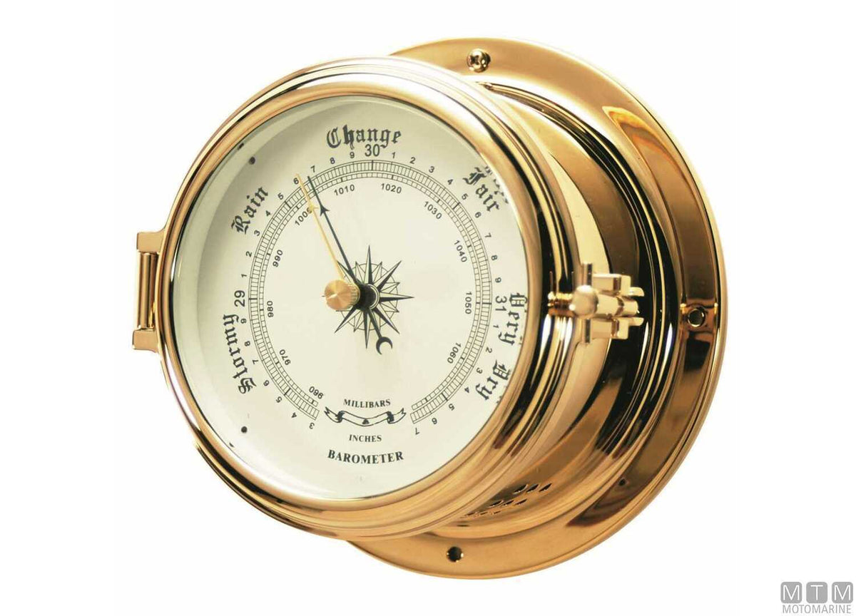 Classic barometer Ø150 mm, polished brass case - original photo Motomarine Srl