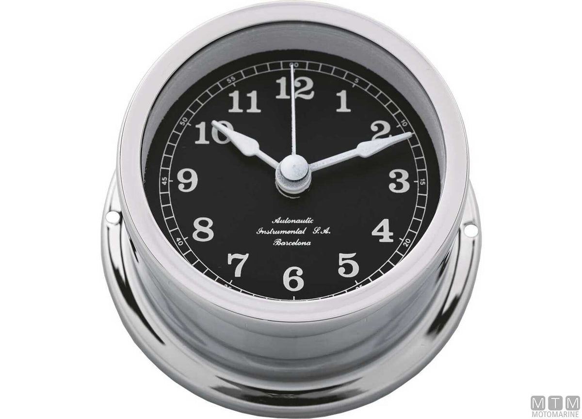 A-Nautic Minor clock 72 mm chrome-plated brass black dial - original photo Motomarine Srl