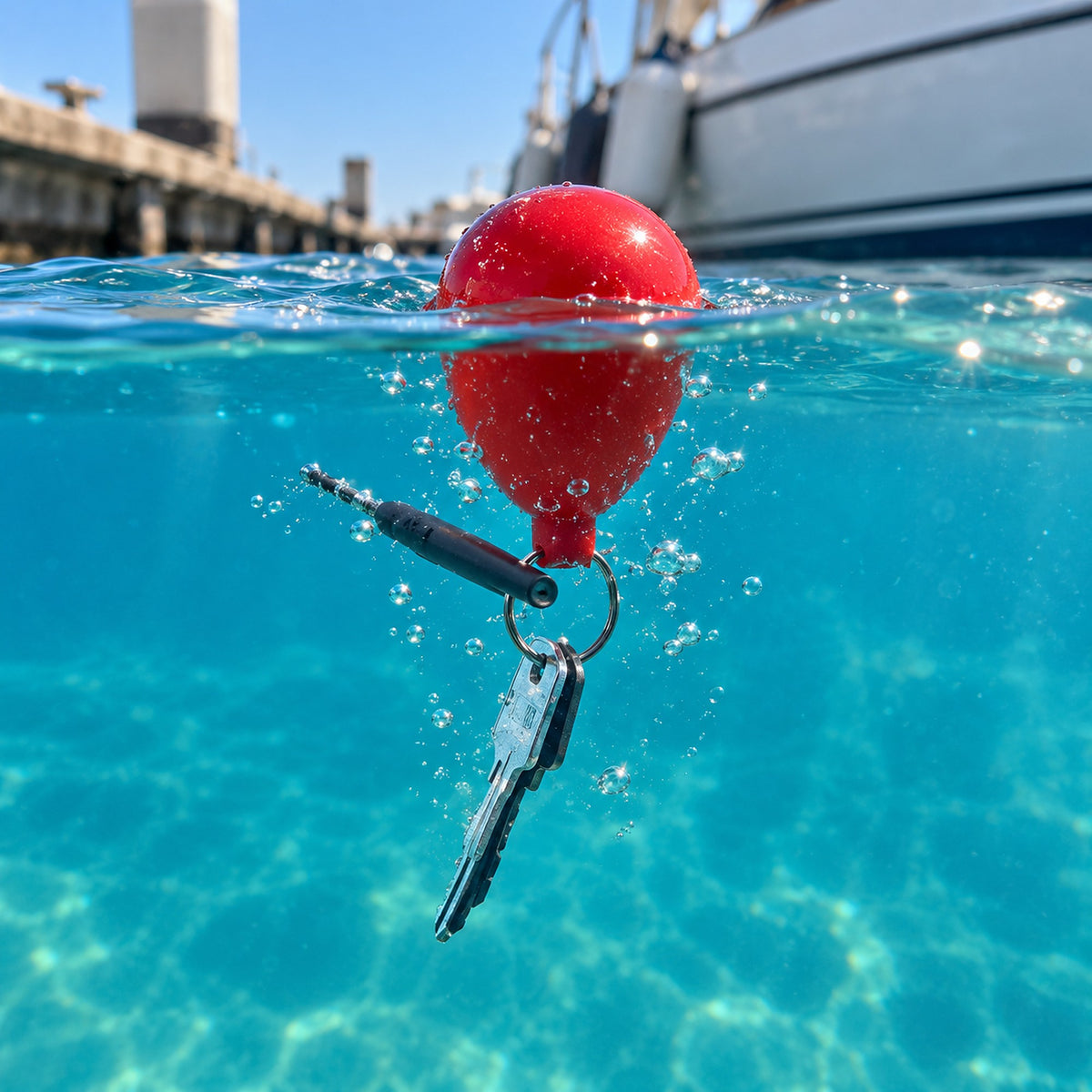 Self-inflating keyring - in use