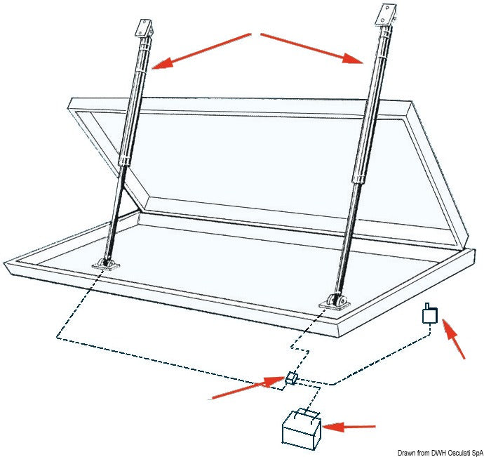 Uflex Stay for hatches single 12 V 300 mm - foto originale Osculati Srl