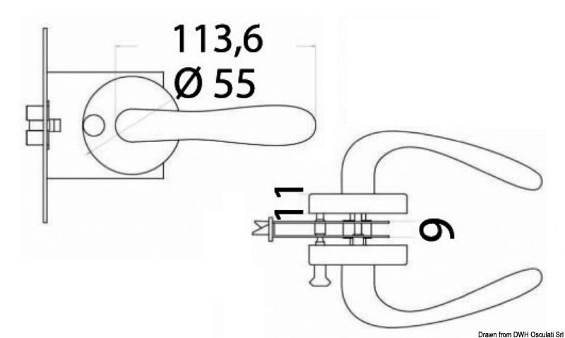 Recess-fit simple lock chromed brass 68x60x9 mm - foto originale Osculati Srl
