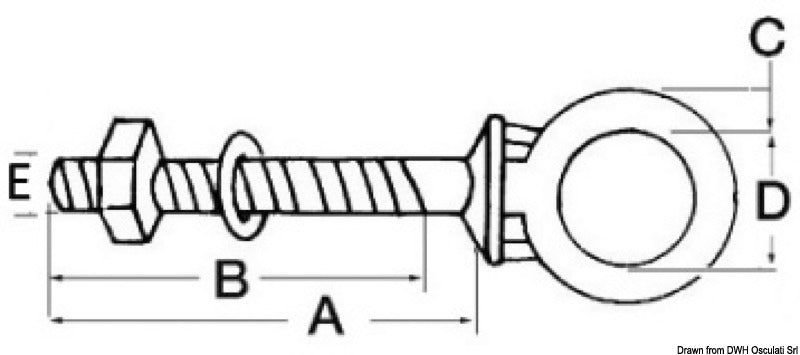Eyebolt AISI316 8x100 mm (pack of 10) - foto originale Osculati Srl