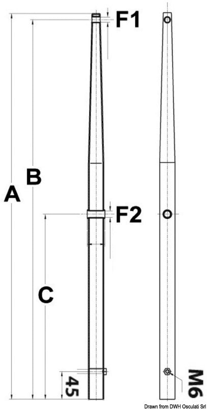 Stanchion AISI 316 610 mm - foto originale Osculati Srl