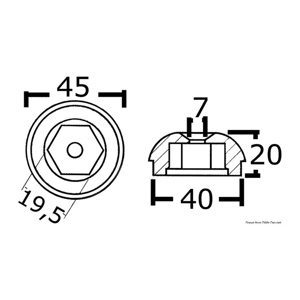 Tecnoseal Zinc spare anode orig. ref. 71190A - foto originale Osculati Srl