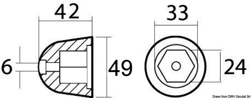 Tecnoseal Aluminium spare anode orig. ref. 201180 - foto originale Osculati Srl