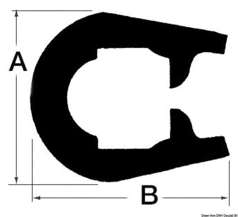 Tessilmare PVC fender profile black 30x38 mm (pack of 24) - foto originale Osculati Srl