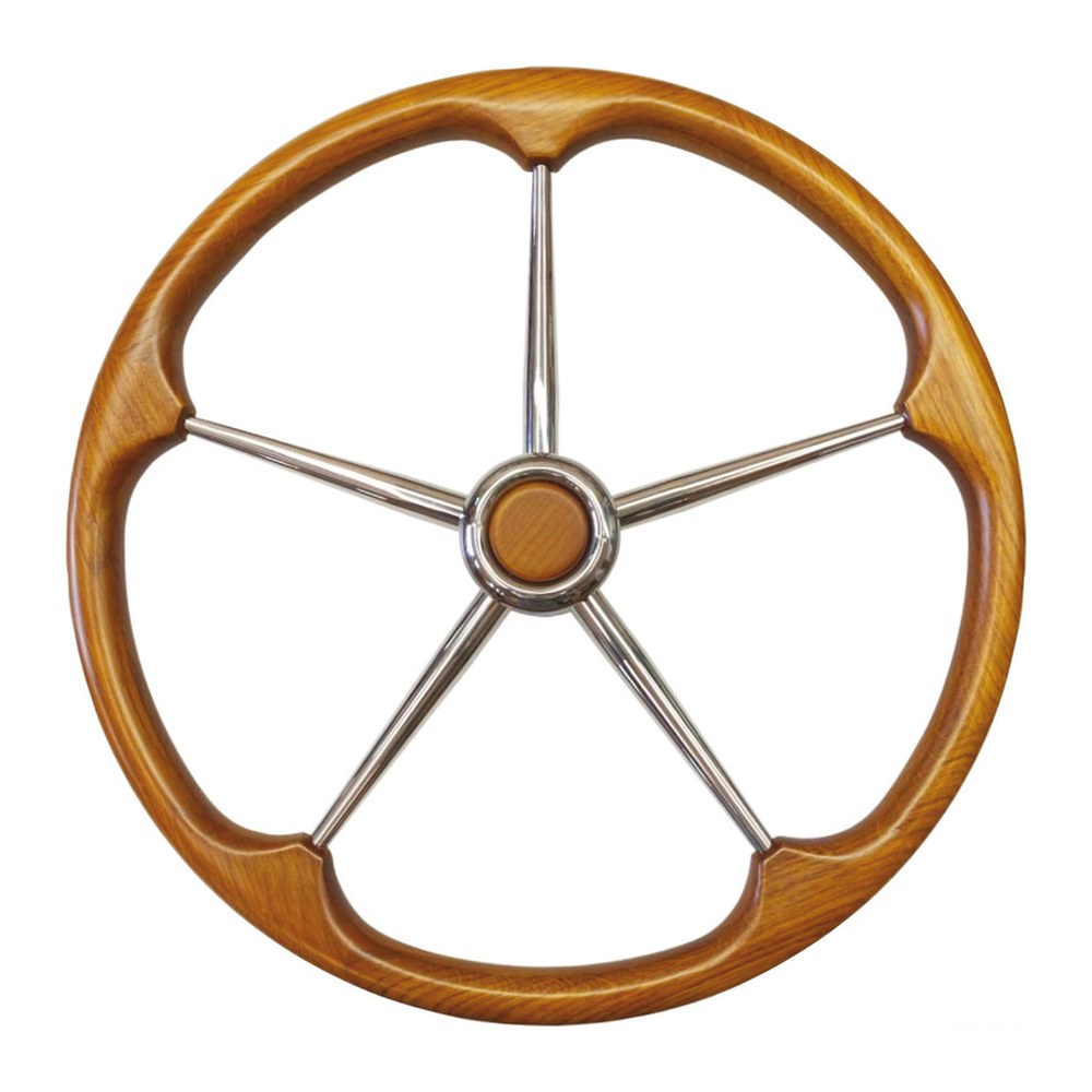 SS steering wheel w/teak external rim 500 mm - foto originale Osculati Srl