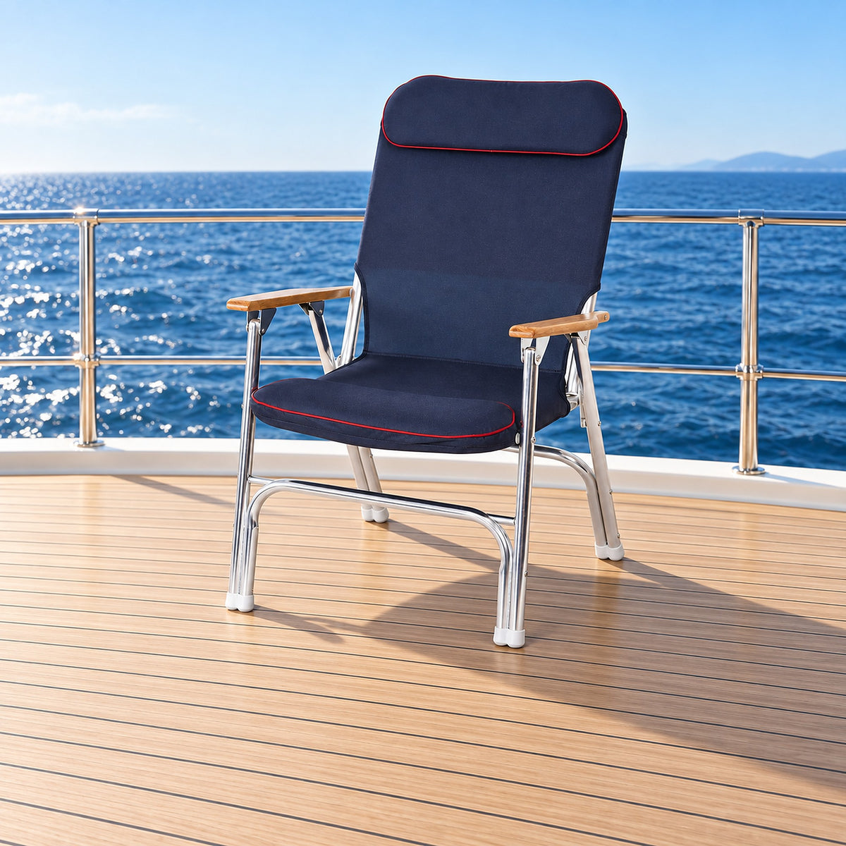 Super-deck foldable padded chair - in use