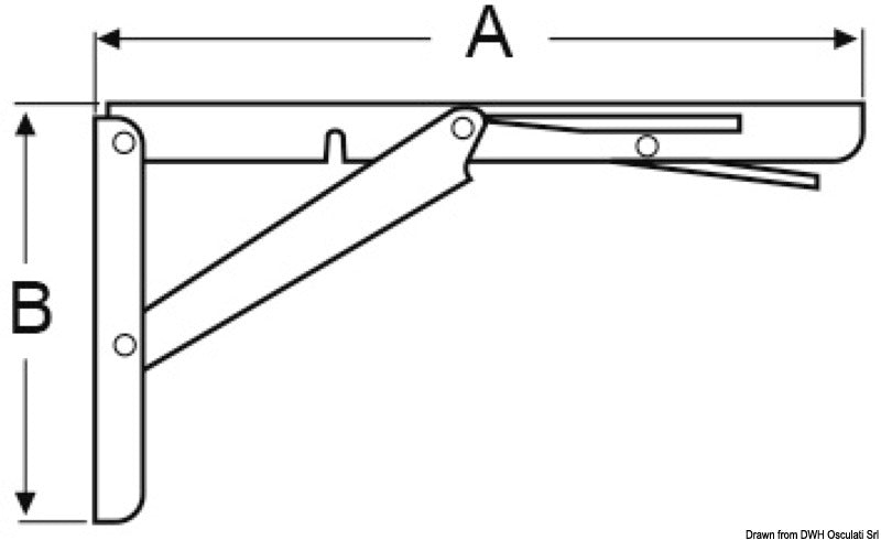 Folding arm for tables AISI316 300x160 mm 150 kg - foto originale Osculati Srl