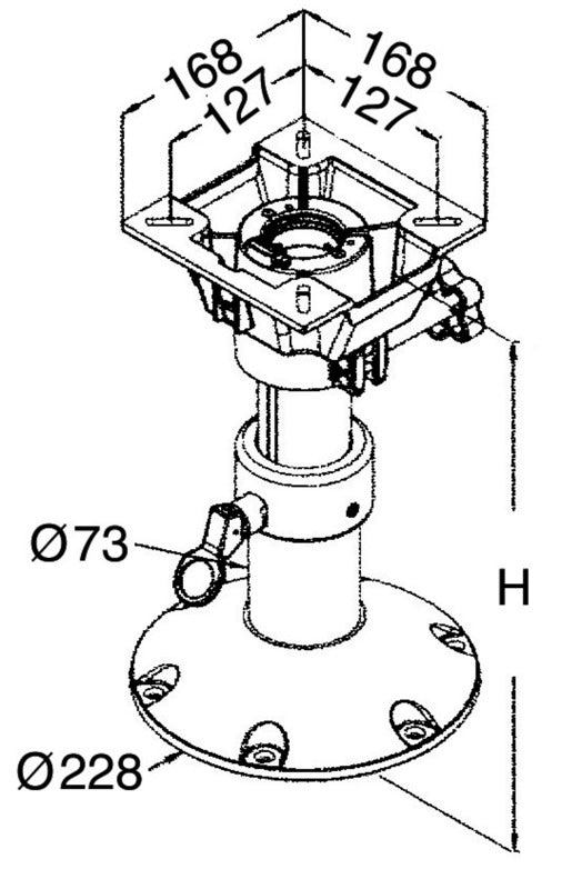 Seat support w/rotating head 435/635 mm - foto originale Osculati Srl