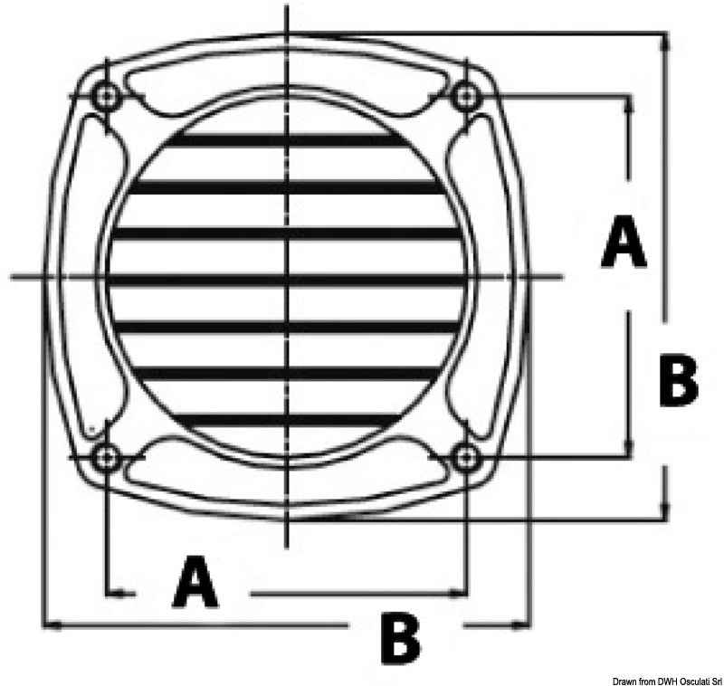Air vent AISI316 97x97 mm screws mounting - foto originale Osculati Srl