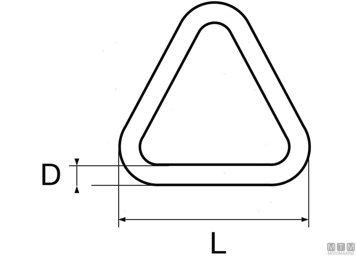 Triangle ring Ø6x40 mm stainless steel 316 - original photo Motomarine Srl