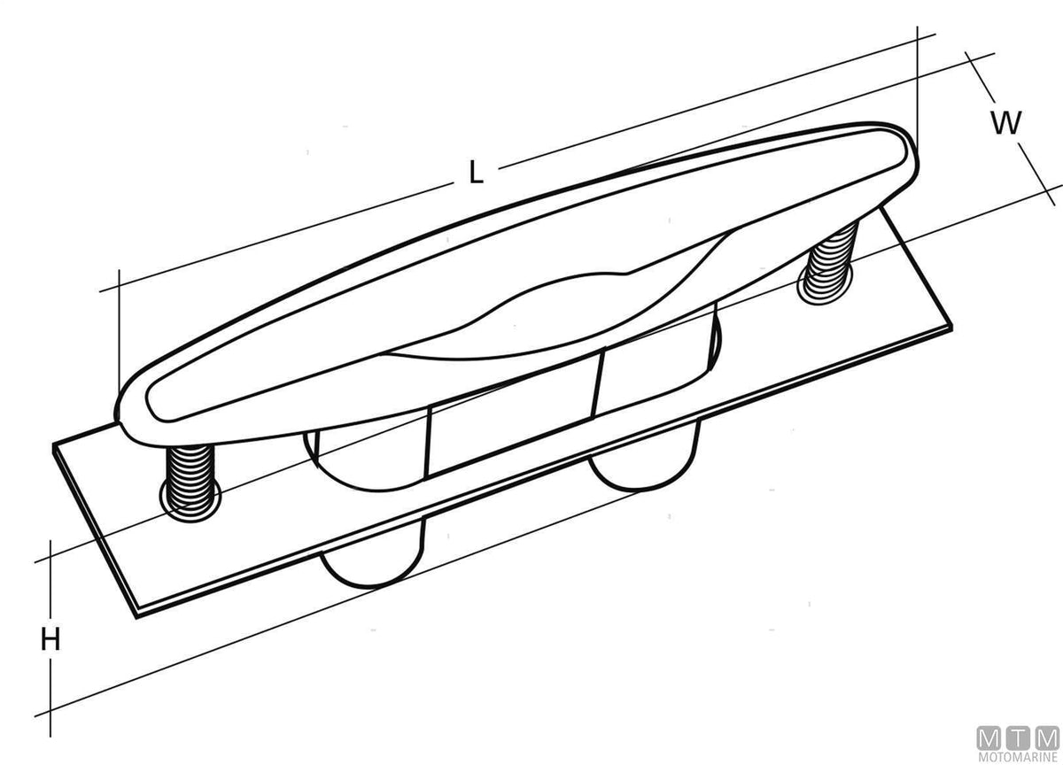 Retractable cleat 250 mm in AISI 316 stainless steel - original photo Motomarine Srl