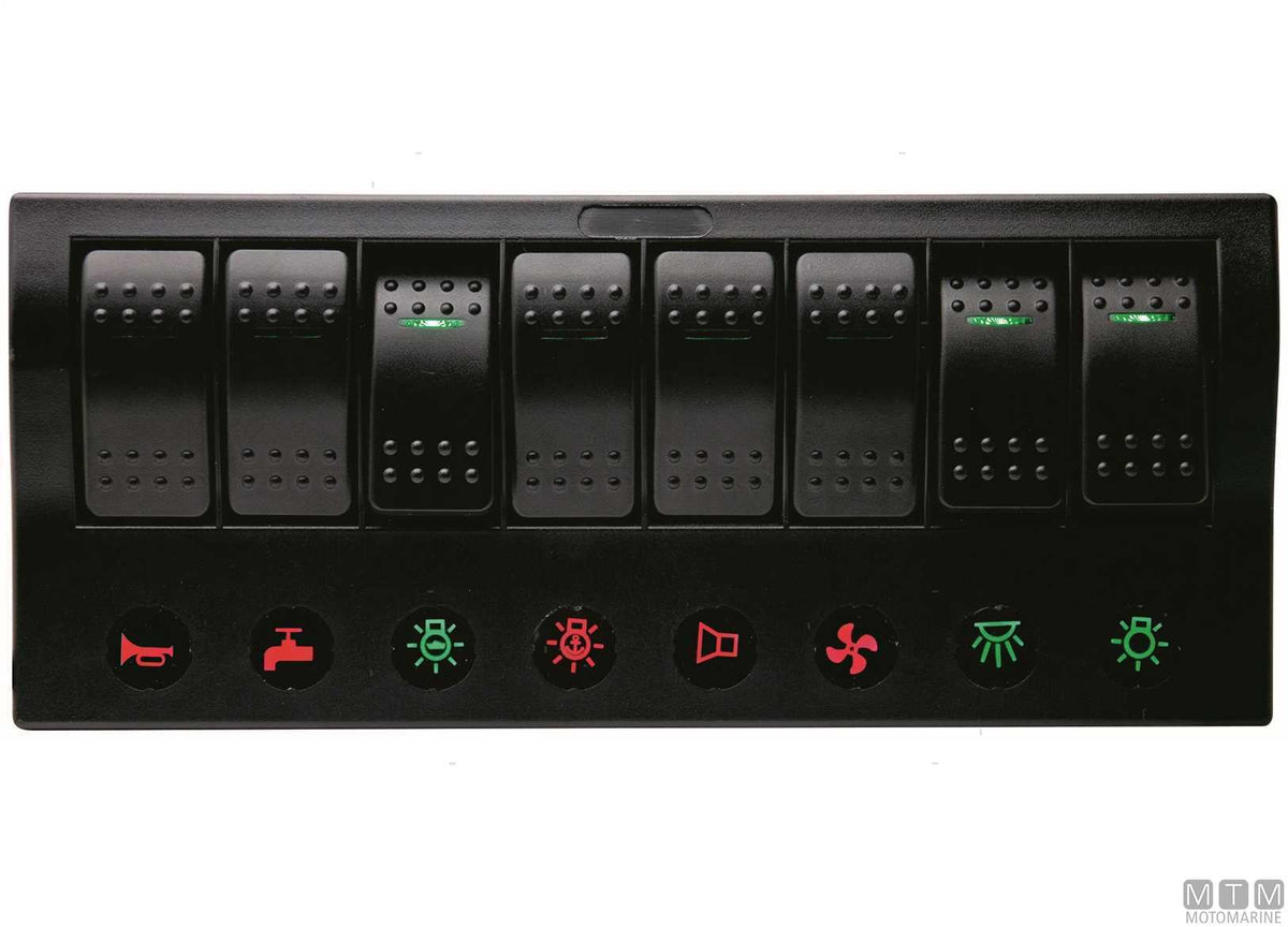 Panel with 4-position rocker switches 130x100 mm - original photo Motomarine Srl