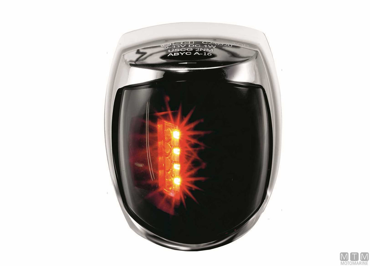 LED navigation sidelight, red, Sirius, stainless steel - original photo Motomarine Srl