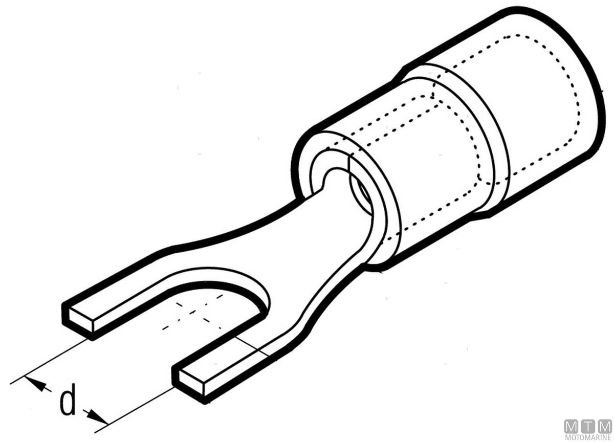 Fork terminal, hole Ø4.3 mm, cable 4-6 mm, pack of 100 - original photo Motomarine Srl