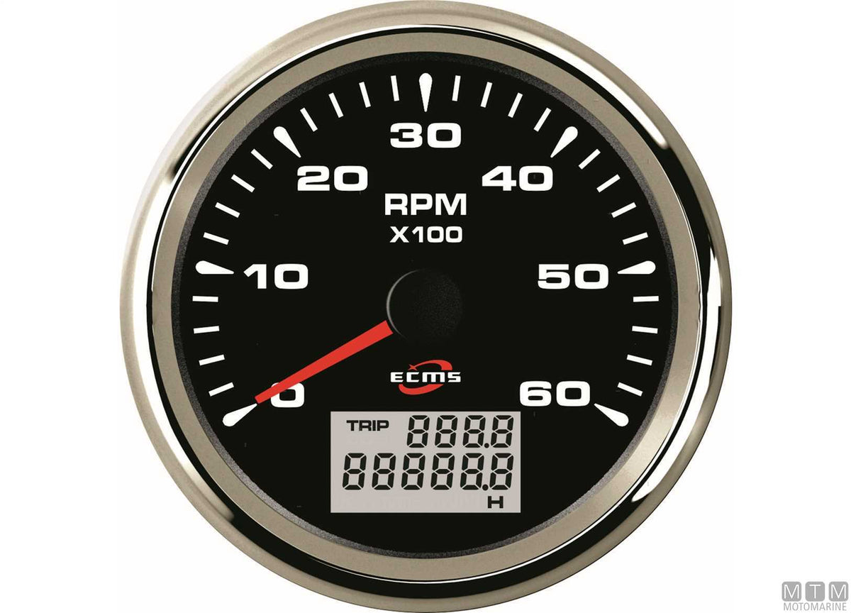Tachometer/hour meter 4000 Black/Chrome - original photo Motomarine Srl