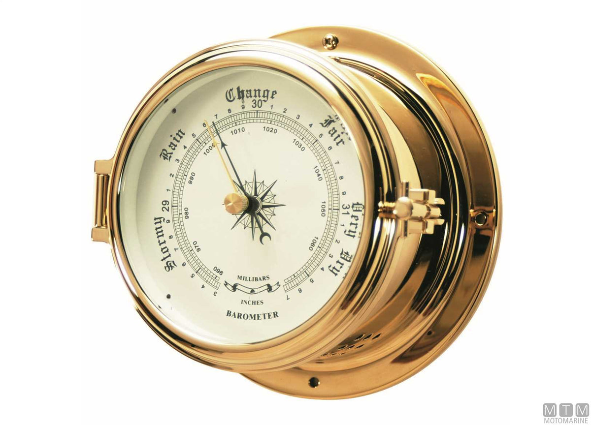Classic barometer Ø150 mm, polished brass case - original photo Motomarine Srl
