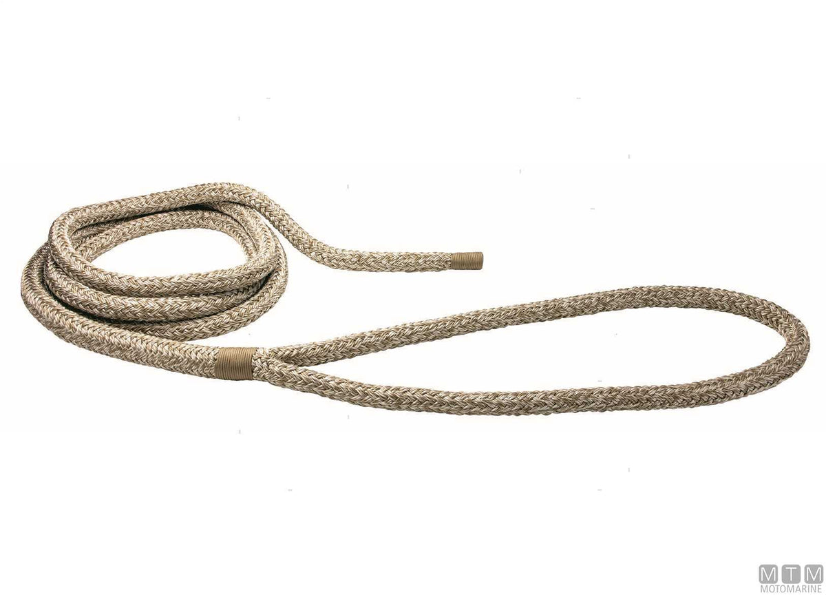 Beige braided mooring line with eye splice, 75 cm, Ø28 mm, 16 m - original photo Motomarine Srl