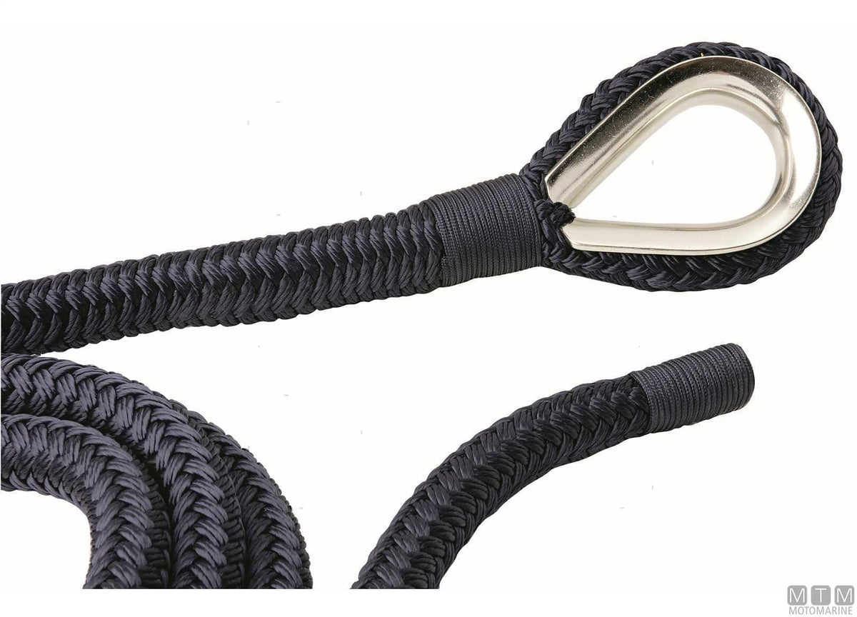 Blue braided mooring line with stainless steel thimble Ø28 mm 16 m - original photo Motomarine Srl