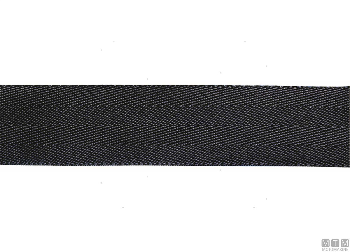 Black polypropylene webbing roll, 25 mm, 50 m - original photo Motomarine Srl