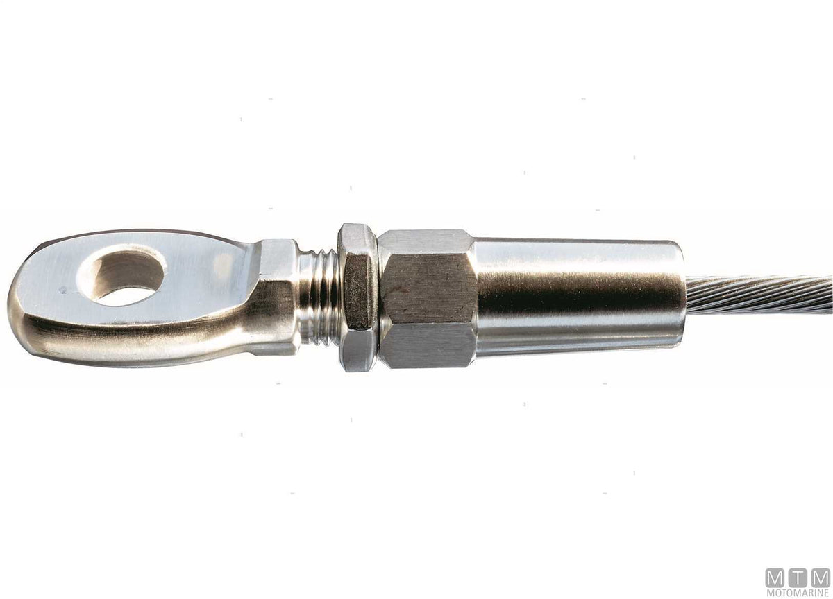 Quick-fit eye terminal for Ø6 mm wire, stainless steel 316 - original photo Motomarine Srl