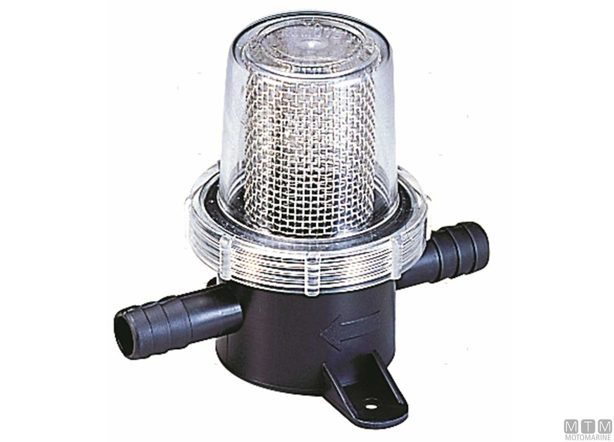 Pipe water filter with Ø19 mm inlet and outlet - original photo Motomarine Srl