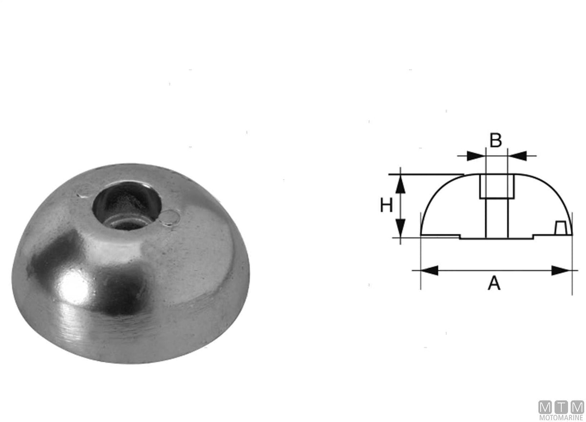Aluminium nose cone anode for J-Prop Ø60 mm - original photo Motomarine Srl