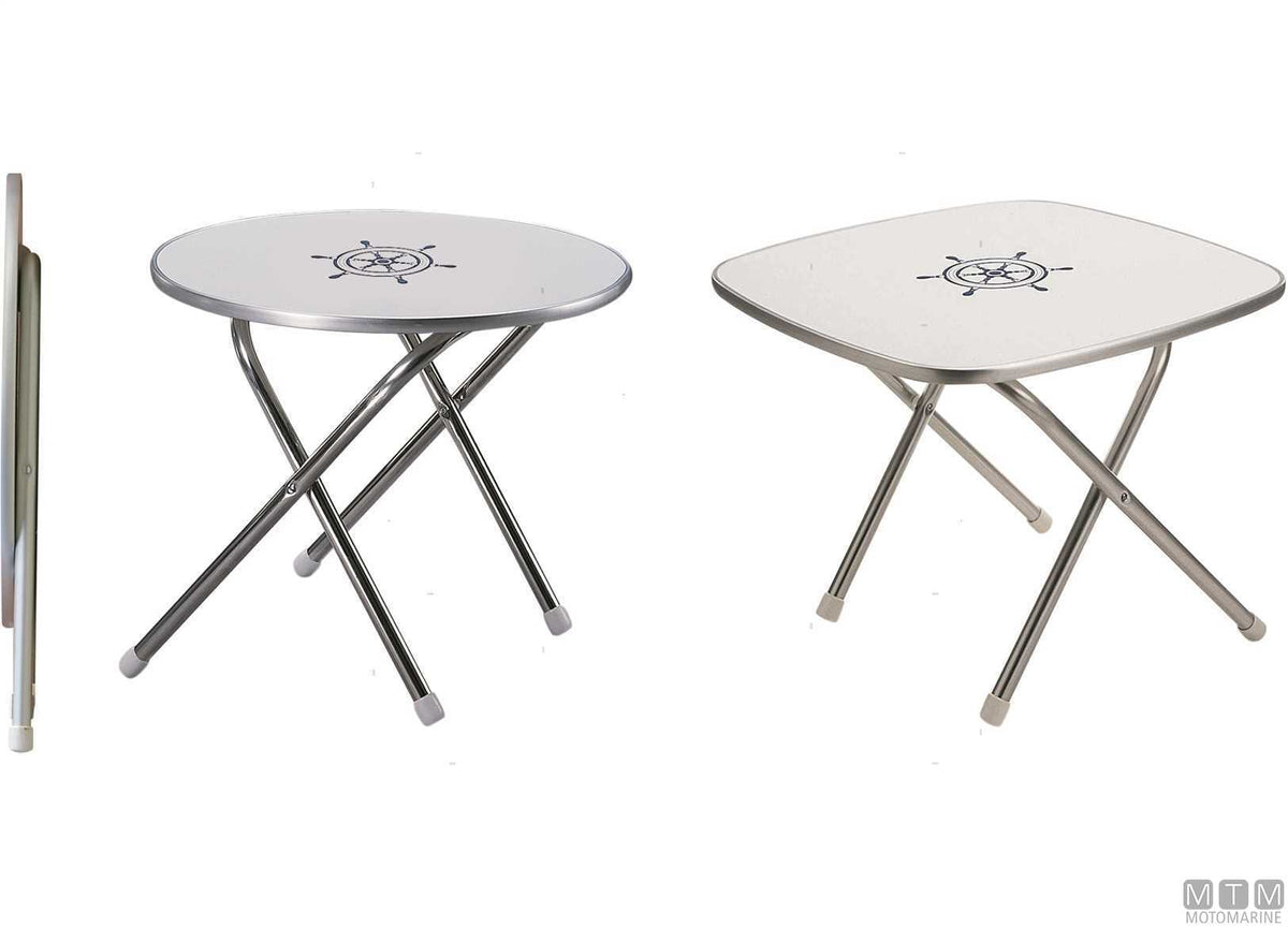 Deck Service M350 shaped table 60x60 cm H48 cm in melamine/aluminium - original photo Motomarine Srl