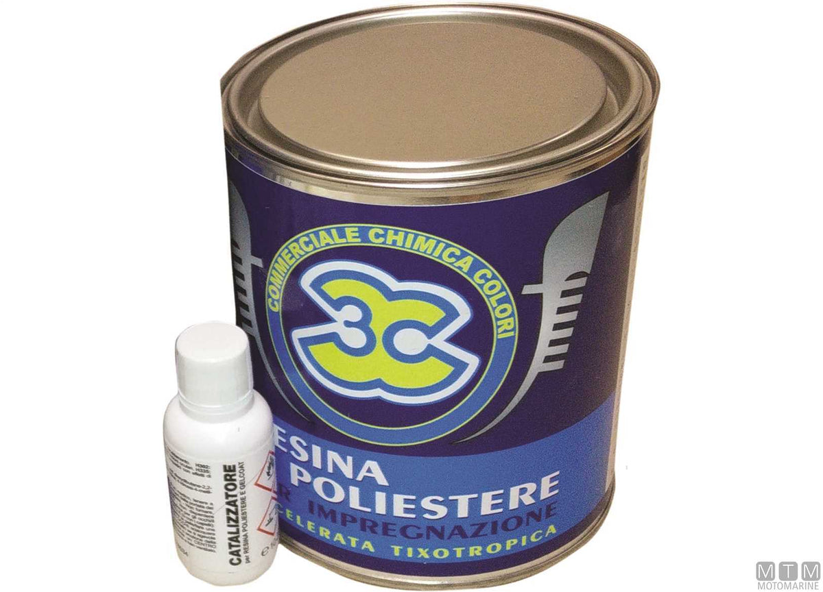 Polyester resin 3C 4 l with catalyst - original photo Motomarine Srl