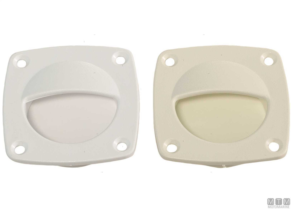 Recessed handle 57x57 mm in white plastic - original photo Motomarine Srl