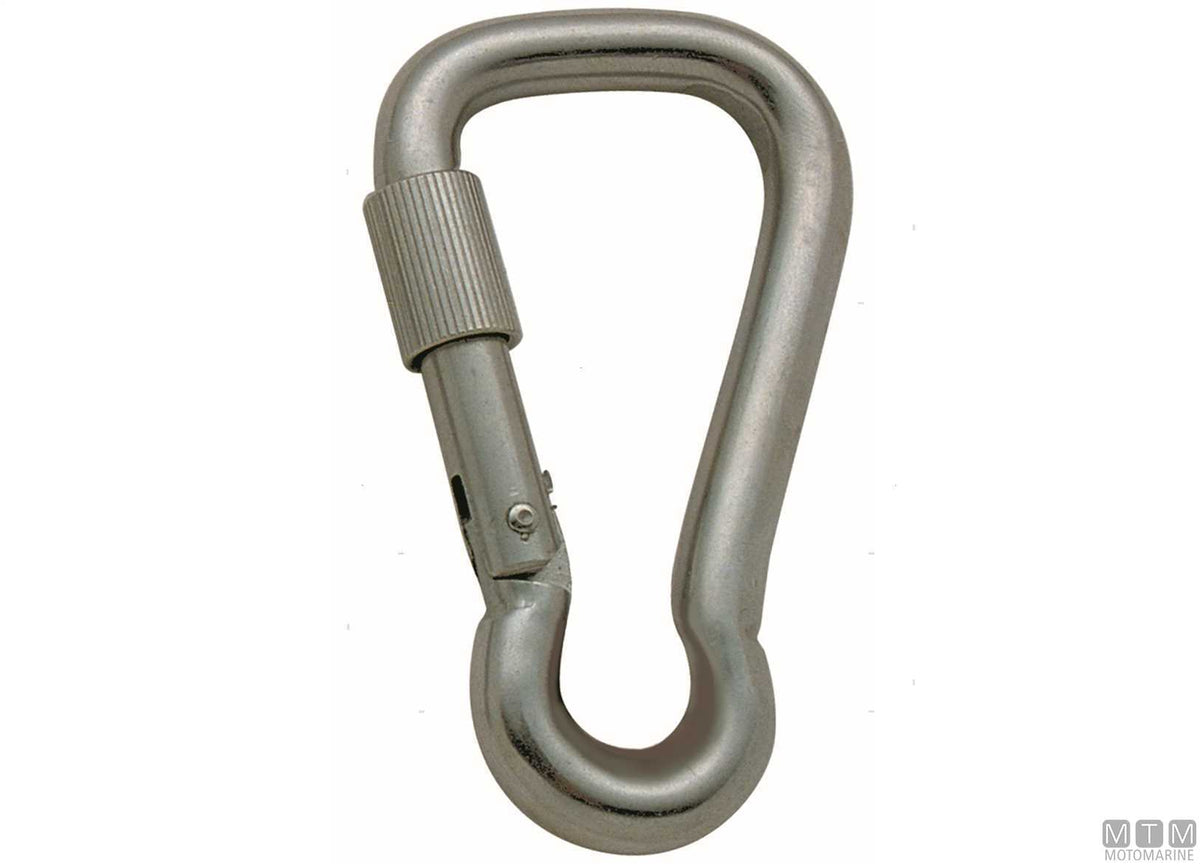 Wide snap hook Ø11 mm with safety lock stainless steel 316 - original photo Motomarine Srl