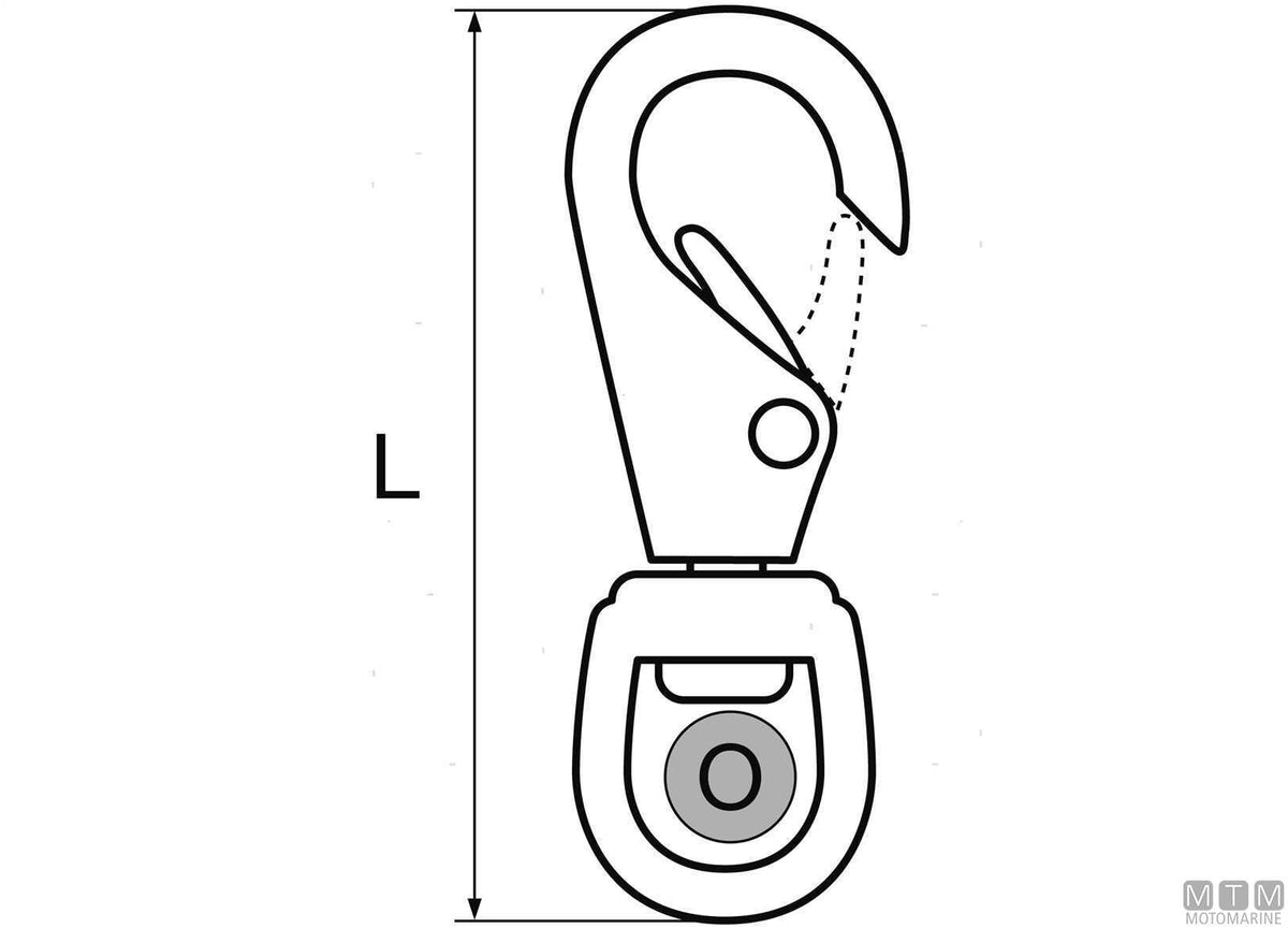 Swivel snap hook Ø13 mm stainless steel 316 - original photo Motomarine Srl