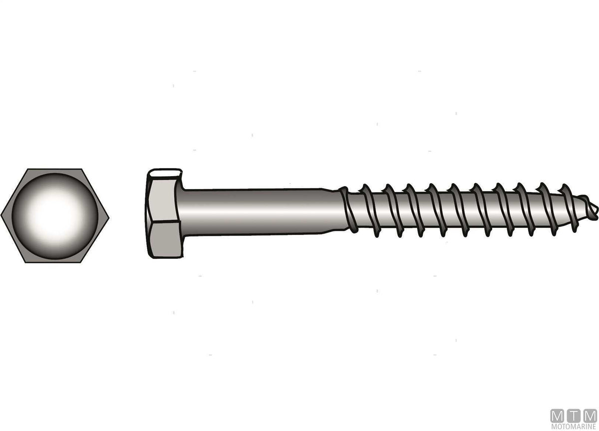 DIN571 A4 stainless steel hex head wood screws 6x80, 2 pcs - original photo Motomarine Srl
