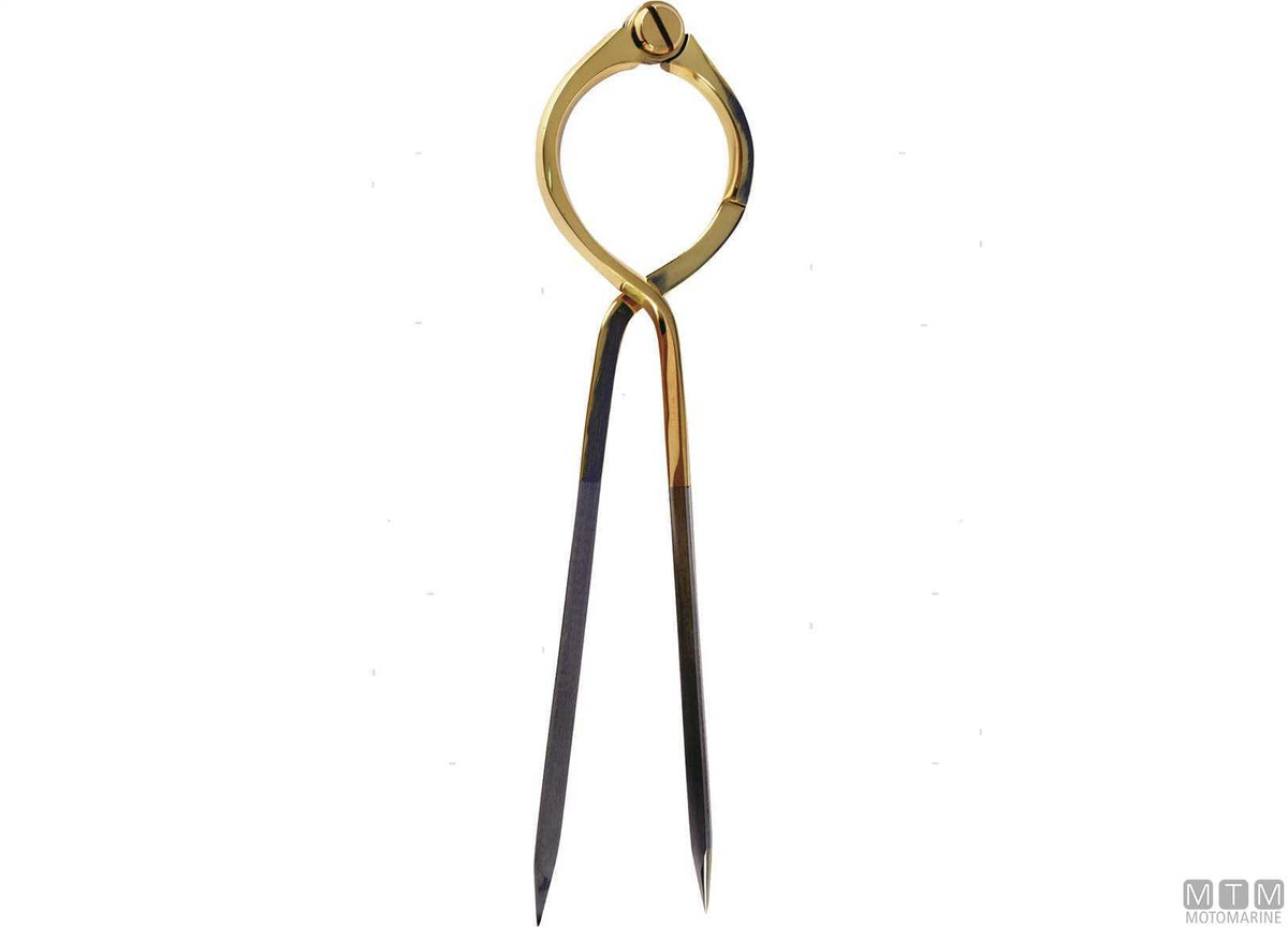 Signola hand compass in brass with stainless steel points H200 mm - original photo Motomarine Srl