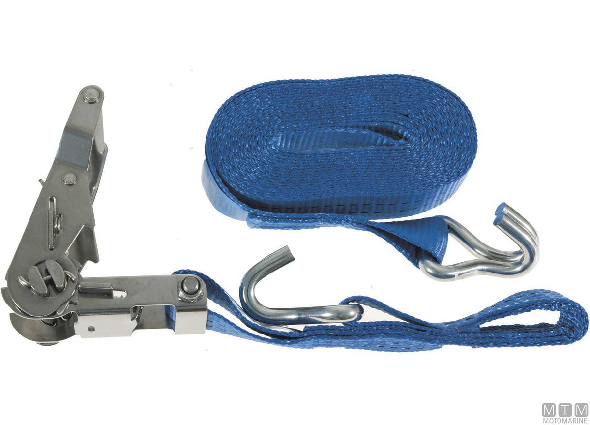 Ratchet tensioning strap with hook stainless steel 50 mm 6 m - original photo Motomarine Srl
