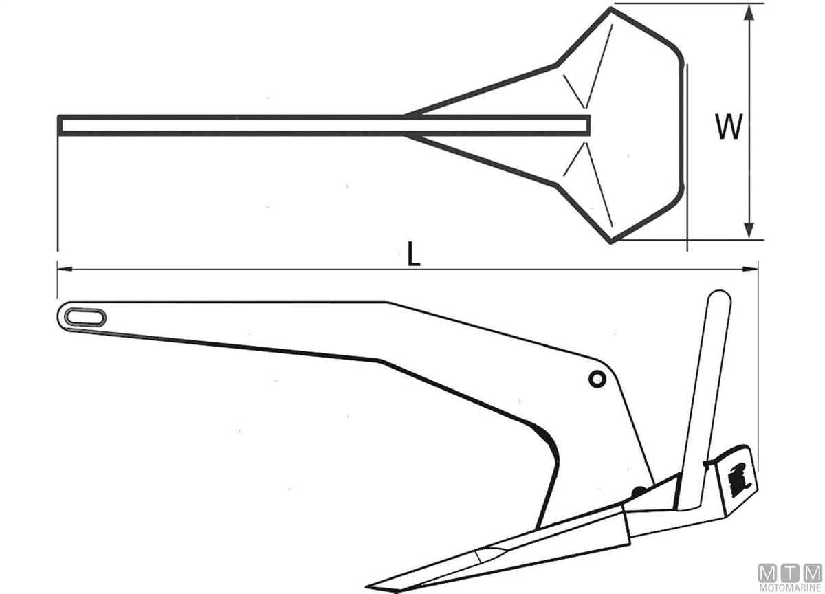 Rocna anchor 40 kg, hot-dip galvanized steel - original photo Motomarine Srl