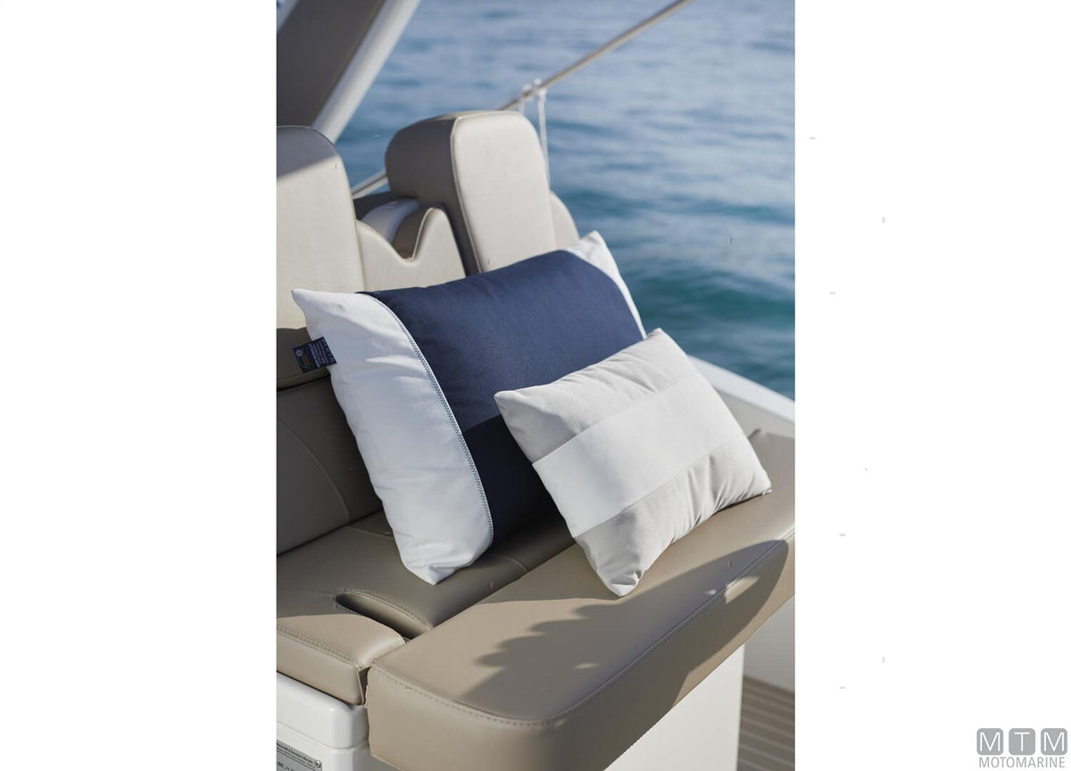 Set of 2 waterproof cushions MB, navy blue-white - original photo Motomarine Srl