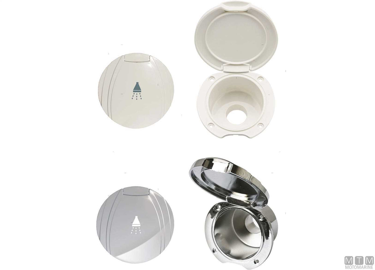 Round shower box for vertical flush mounting ABS chrome - original photo Motomarine Srl