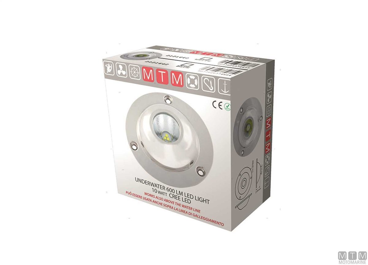 MTM blue LED underwater light in stainless steel Ø80 mm - original photo Motomarine Srl