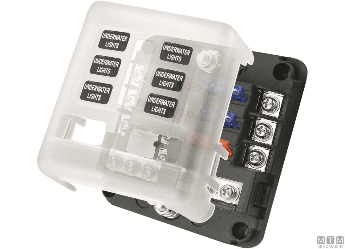 Fuse box UNIVAL 6-position with terminal block - original photo Motomarine Srl
