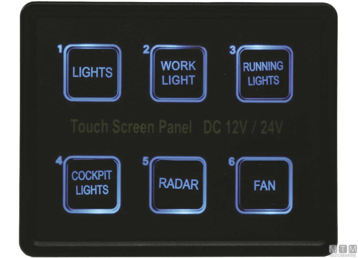 Panel with touch switches and control unit, 6 positions, 80x100 mm - original photo Motomarine Srl